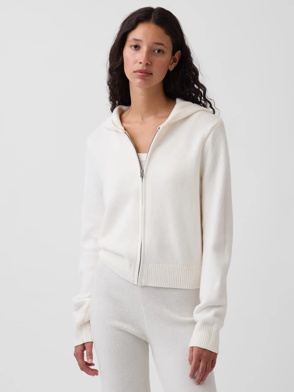 CashSoft Sweater Crop Zip Hoodie