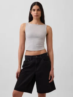 CloseKnit Jersey Boatneck Crop Tank Top