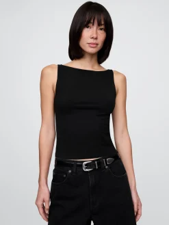 CloseKnit Jersey Boatneck Crop Tank Top