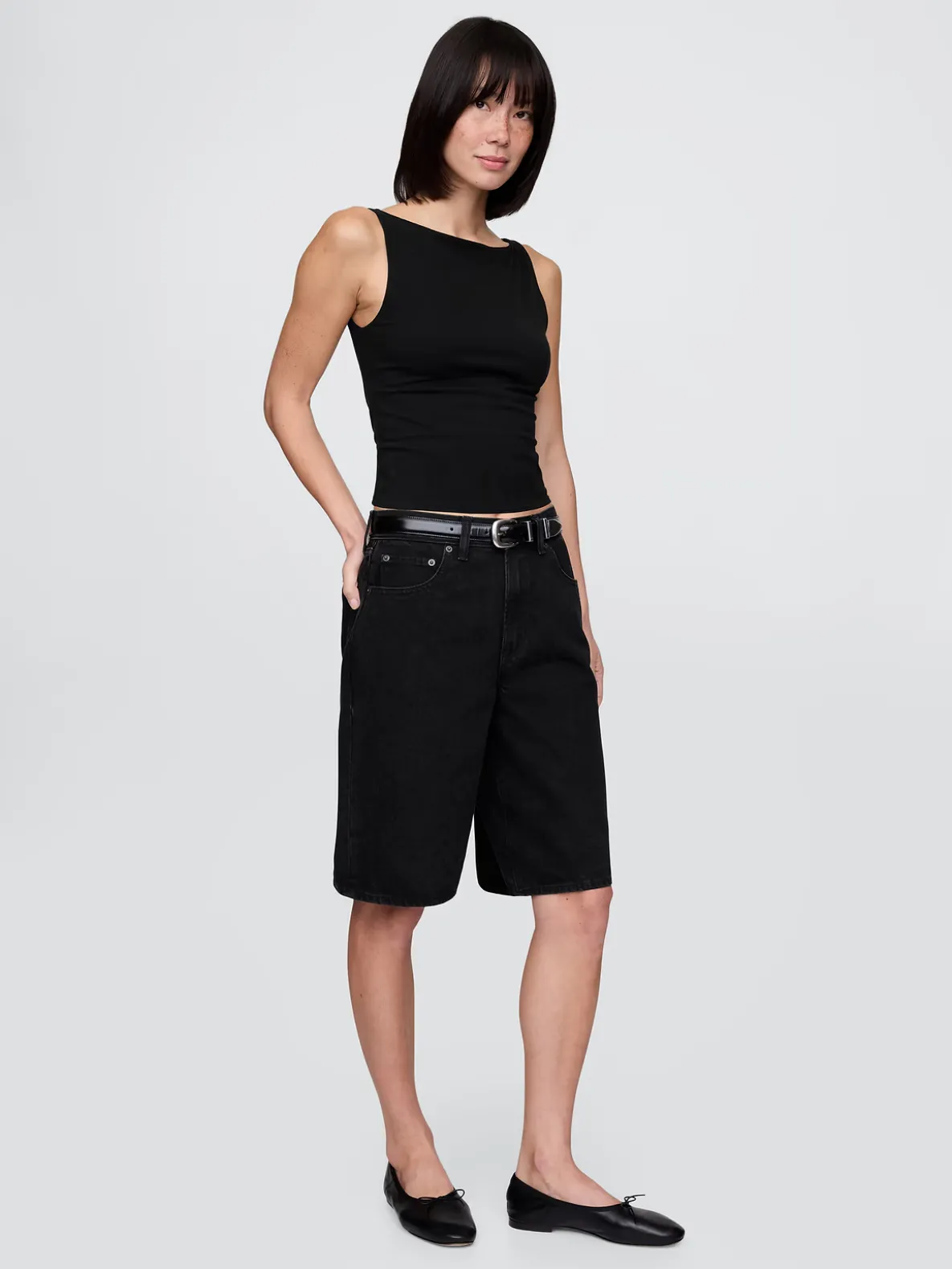 CloseKnit Jersey Boatneck Crop Tank Top