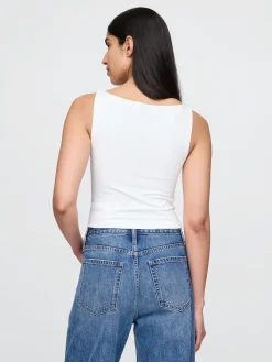 CloseKnit Jersey Boatneck Crop Tank Top