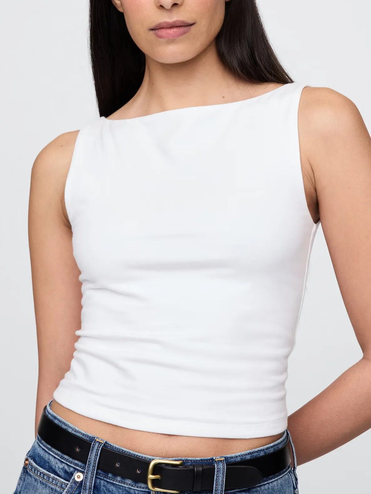 CloseKnit Jersey Boatneck Crop Tank Top