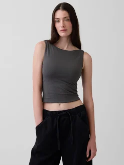 CloseKnit Jersey Boatneck Crop Tank Top