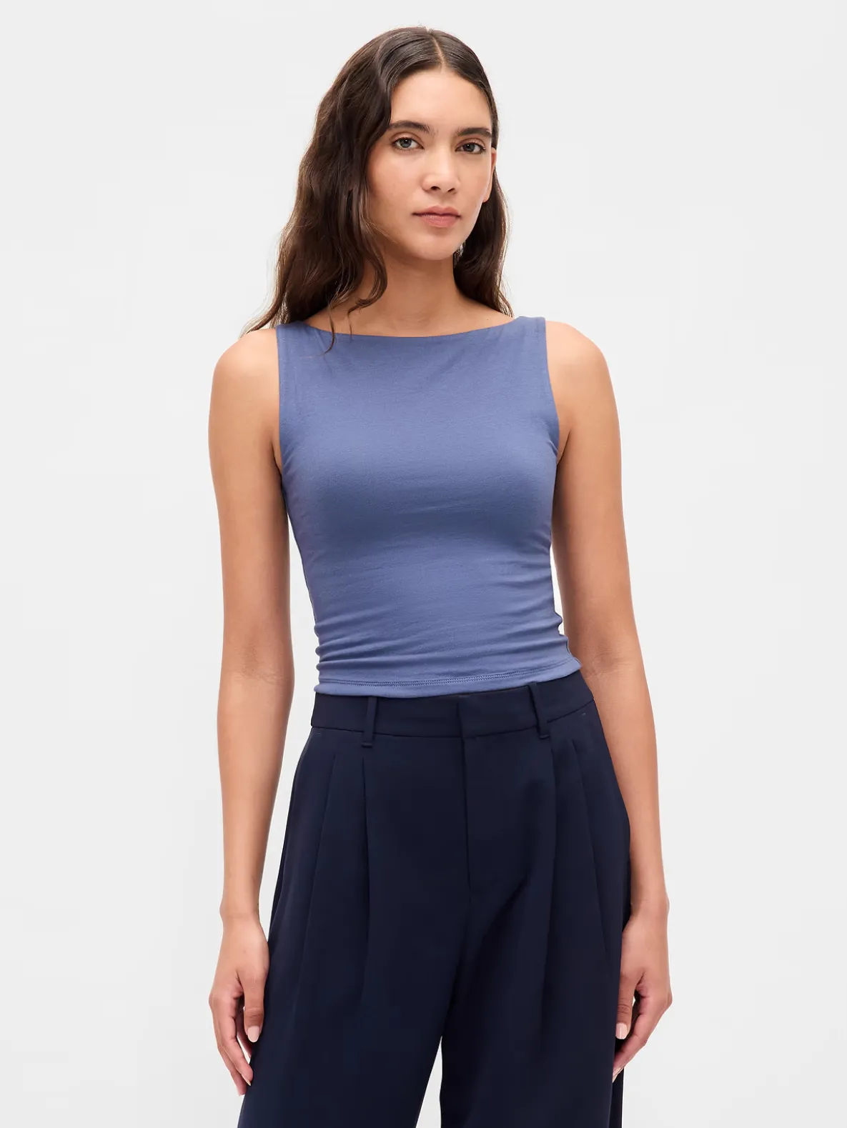 CloseKnit Jersey Boatneck Crop Tank Top