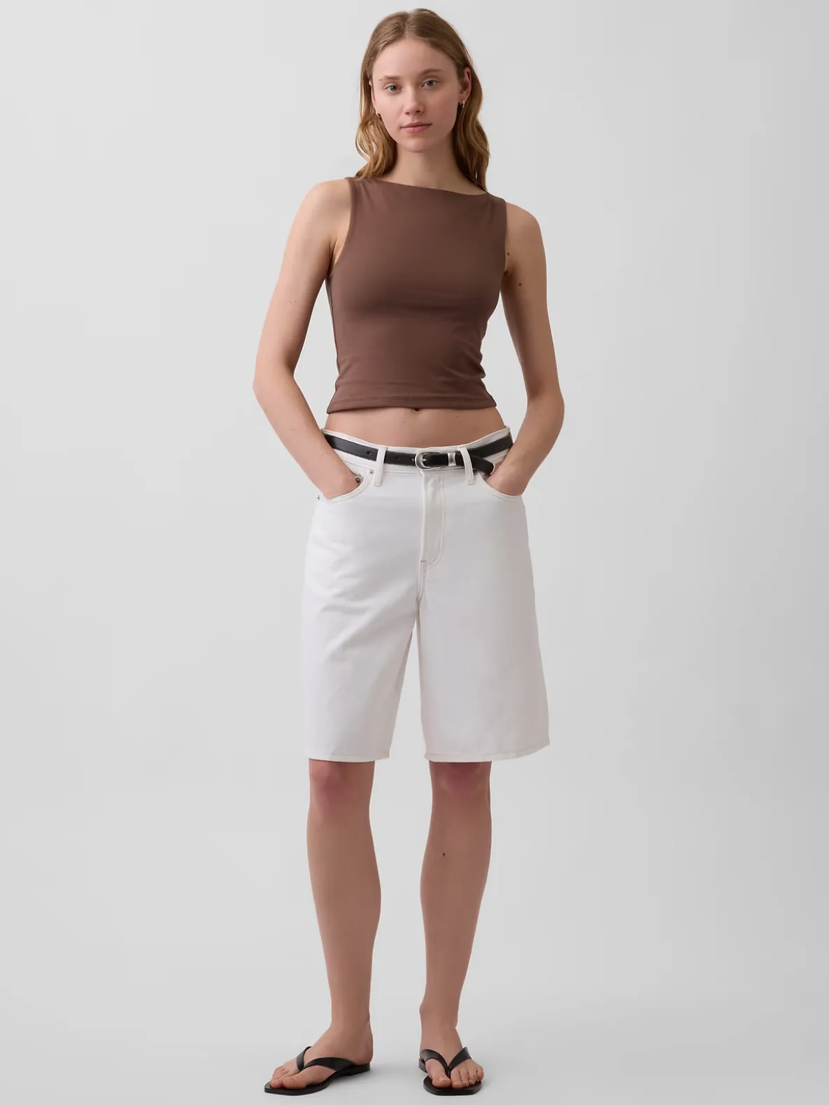CloseKnit Jersey Boatneck Crop Tank Top
