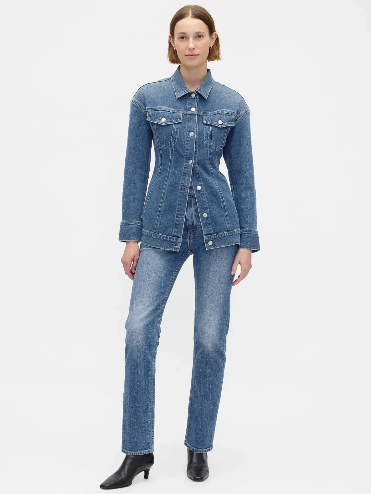 Contoured Longline Denim Jacket