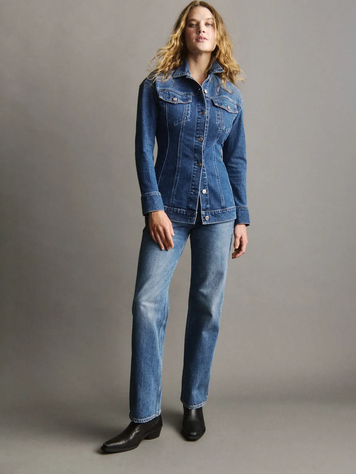 Contoured Longline Denim Jacket