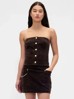 Corduroy Strapless Crop Vest