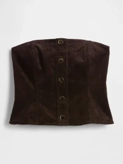 Corduroy Strapless Crop Vest
