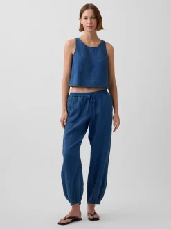 Cotton Gauze Denim Easy Barrel Joggers
