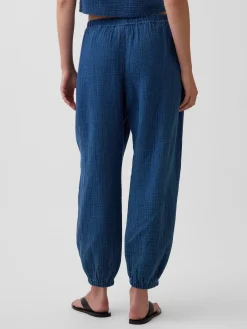 Cotton Gauze Denim Easy Barrel Joggers