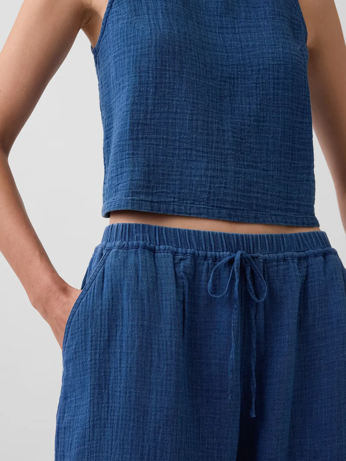 Cotton Gauze Denim Easy Barrel Joggers
