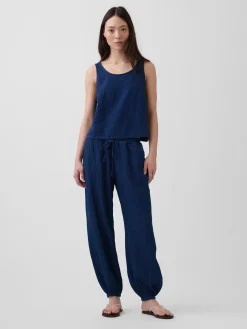 Cotton Gauze Denim Easy Barrel Joggers