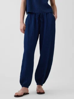 Cotton Gauze Denim Easy Barrel Joggers