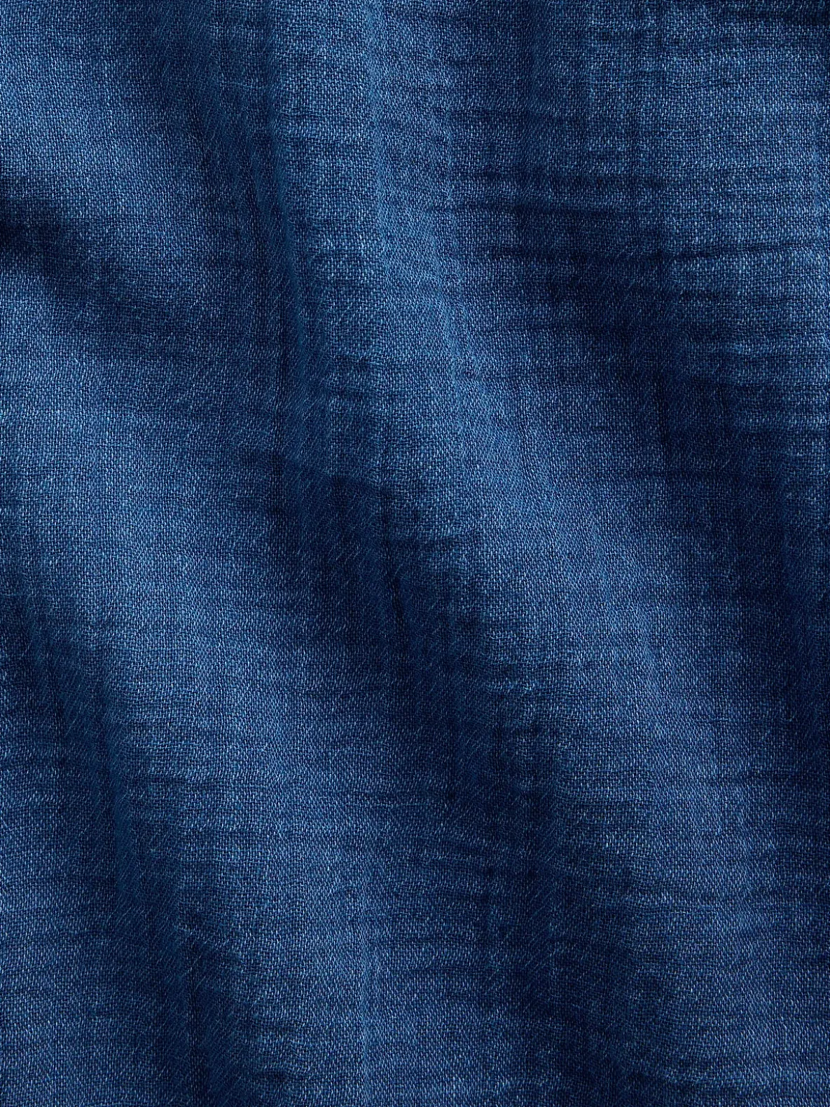 Cotton Gauze Denim Oversized Collarless Shirt