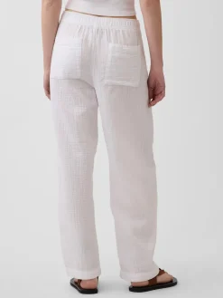 Cotton Gauze Easy Barrel Pants