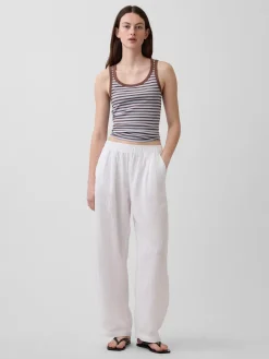 Cotton Gauze Easy Barrel Pants