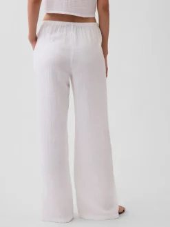 Cotton Gauze Easy Split-Hem Pants