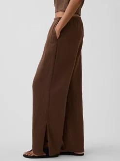 Cotton Gauze Easy Split-Hem Pants