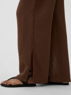 Cotton Gauze Easy Split-Hem Pants