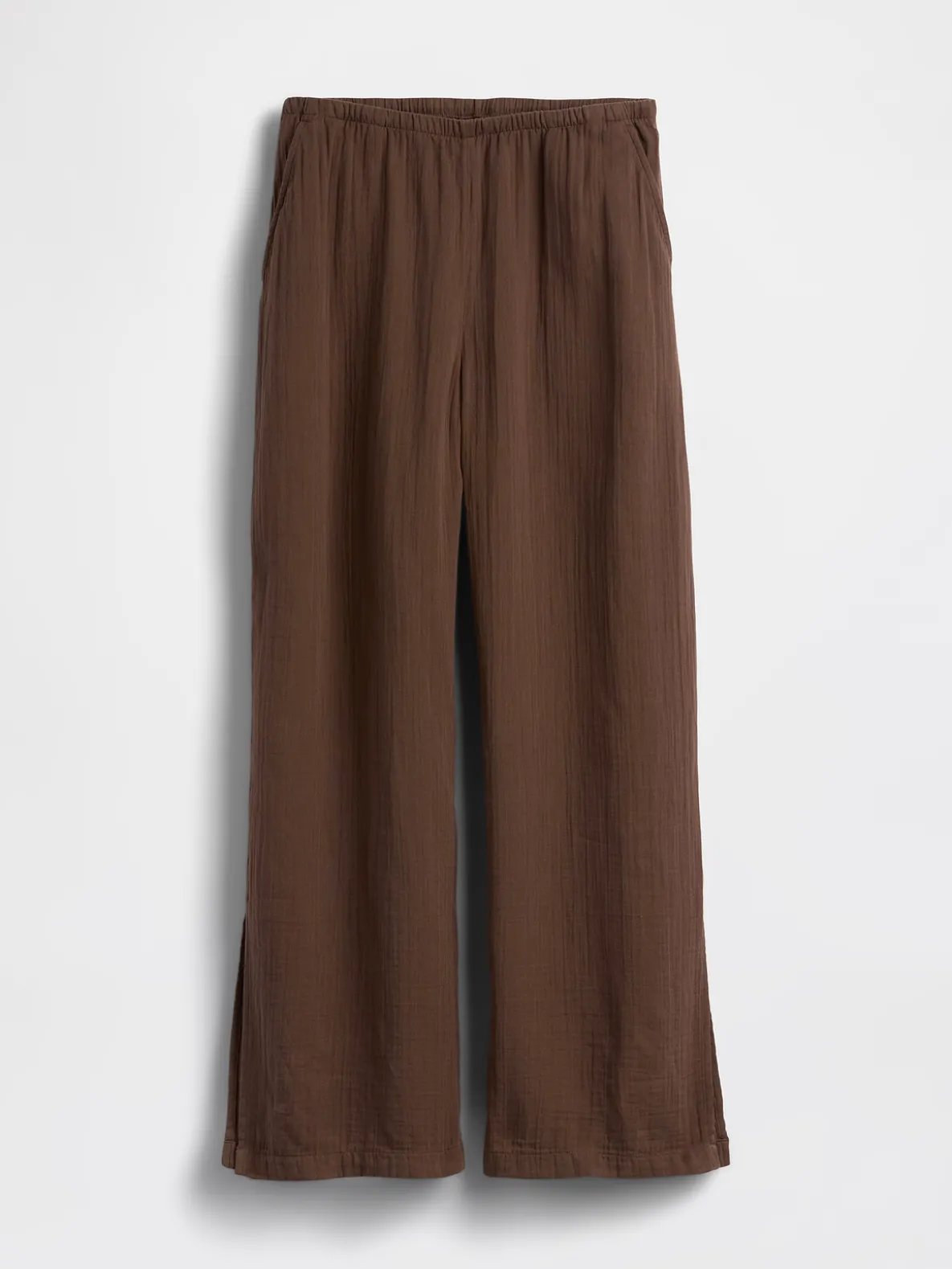 Cotton Gauze Easy Split-Hem Pants
