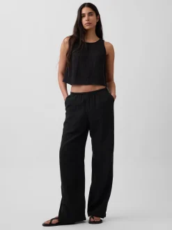 Cotton Gauze Easy Split-Hem Pants