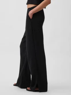 Cotton Gauze Easy Split-Hem Pants