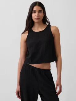 Cotton Gauze Racer Shell Tank Top