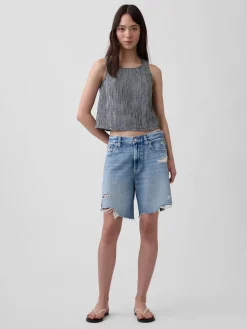 Cotton Gauze Racer Shell Tank Top