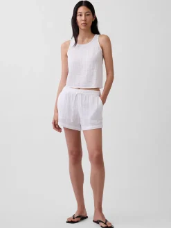 Cotton Gauze Racer Shell Tank Top