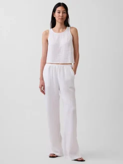 Cotton Gauze Racer Shell Tank Top