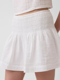 Cotton Gauze Smocked Waist Mini Skort