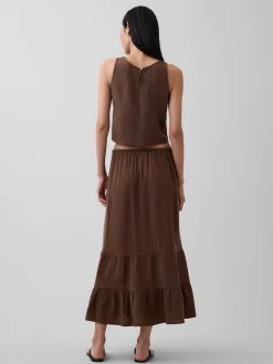 Cotton Gauze Tiered Easy Maxi Skirt