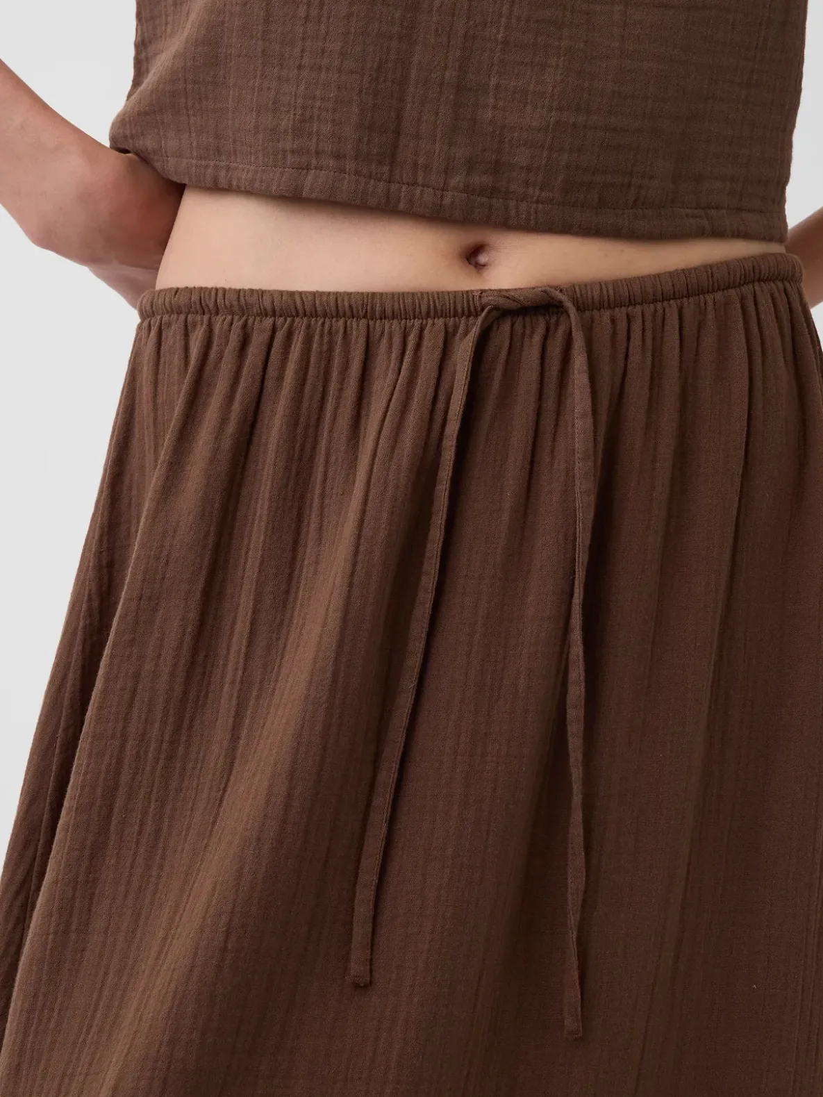 Cotton Gauze Tiered Easy Maxi Skirt