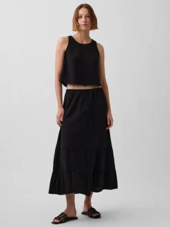 Cotton Gauze Tiered Easy Maxi Skirt