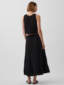 Cotton Gauze Tiered Easy Maxi Skirt