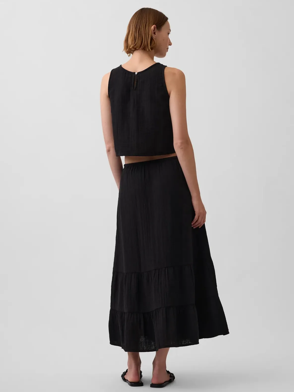 Cotton Gauze Tiered Easy Maxi Skirt