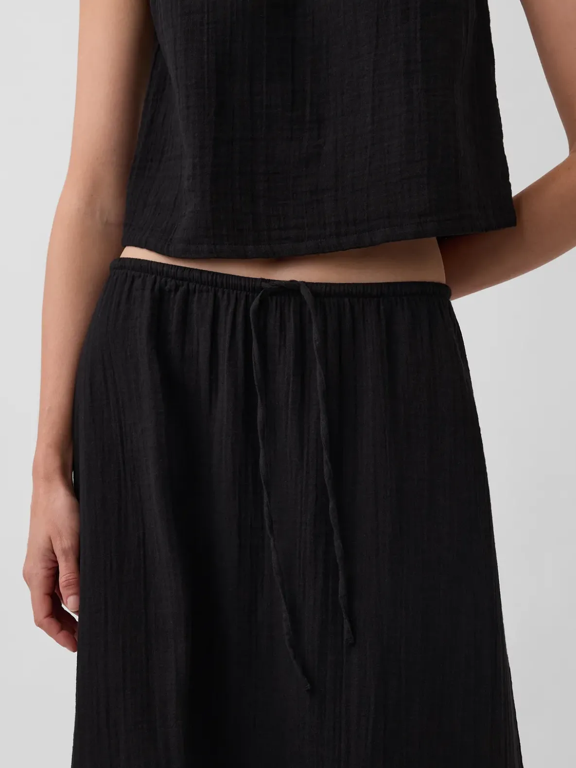 Cotton Gauze Tiered Easy Maxi Skirt