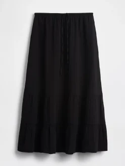 Cotton Gauze Tiered Easy Maxi Skirt