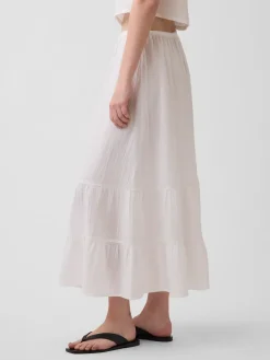 Cotton Gauze Tiered Easy Maxi Skirt