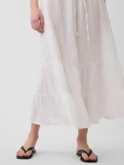 Cotton Gauze Tiered Easy Maxi Skirt