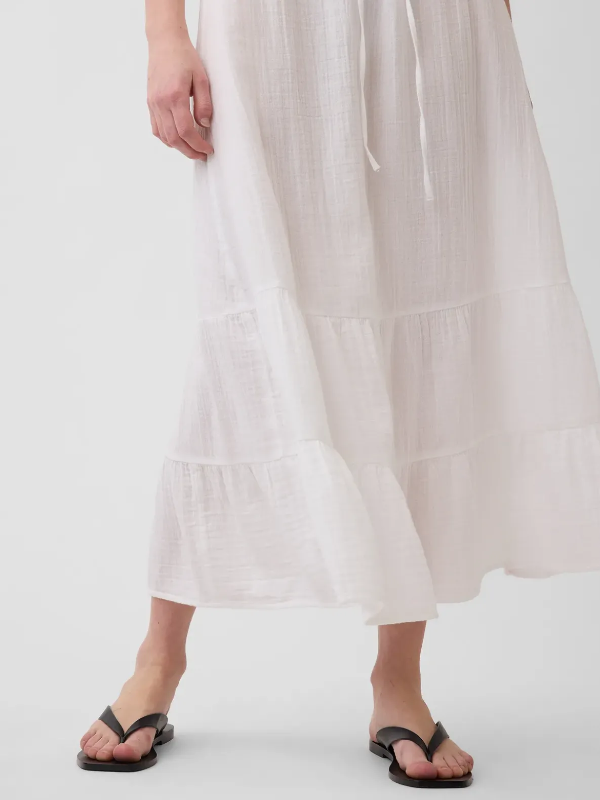 Cotton Gauze Tiered Easy Maxi Skirt