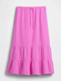 Cotton Gauze Tiered Easy Maxi Skirt