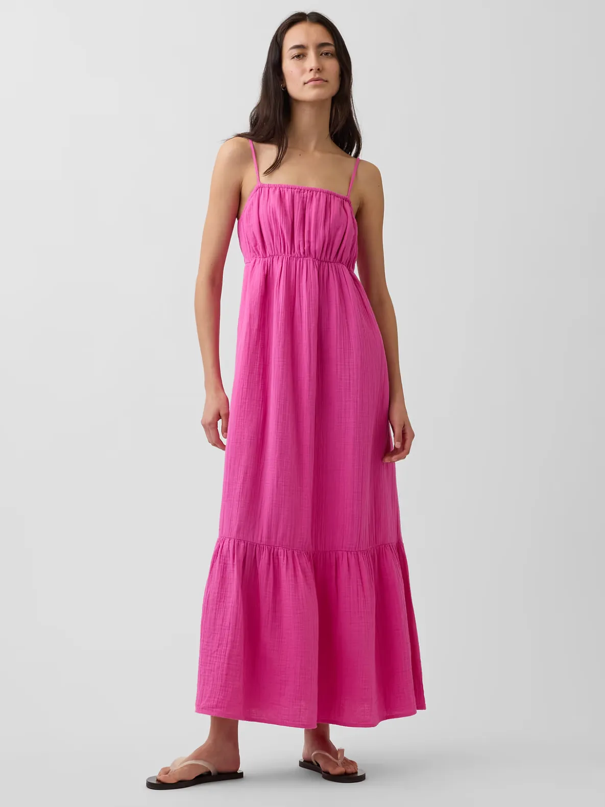 Cotton Gauze Tiered Empire Waist Dress