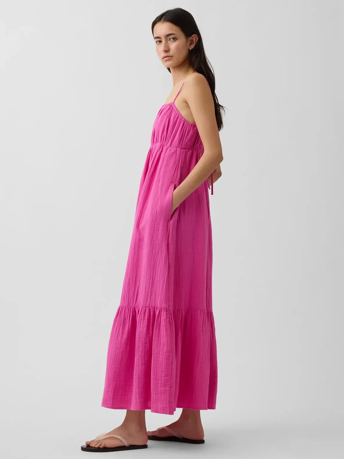Cotton Gauze Tiered Empire Waist Dress