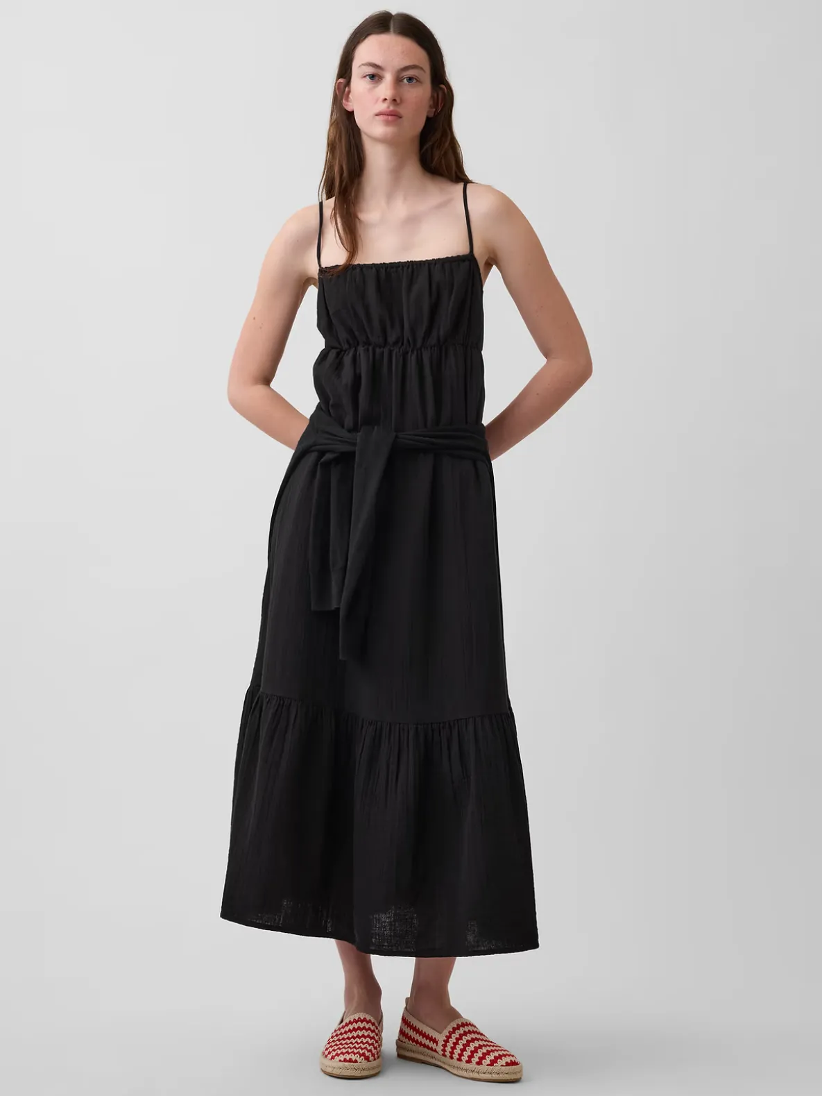 Cotton Gauze Tiered Empire Waist Dress