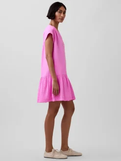 Cotton Gauze V-Neck Tunic Dress