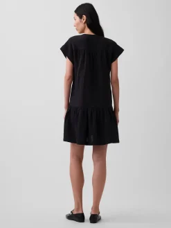 Cotton Gauze V-Neck Tunic Dress