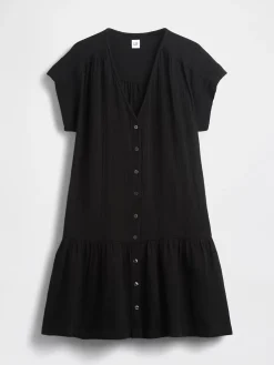 Cotton Gauze V-Neck Tunic Dress