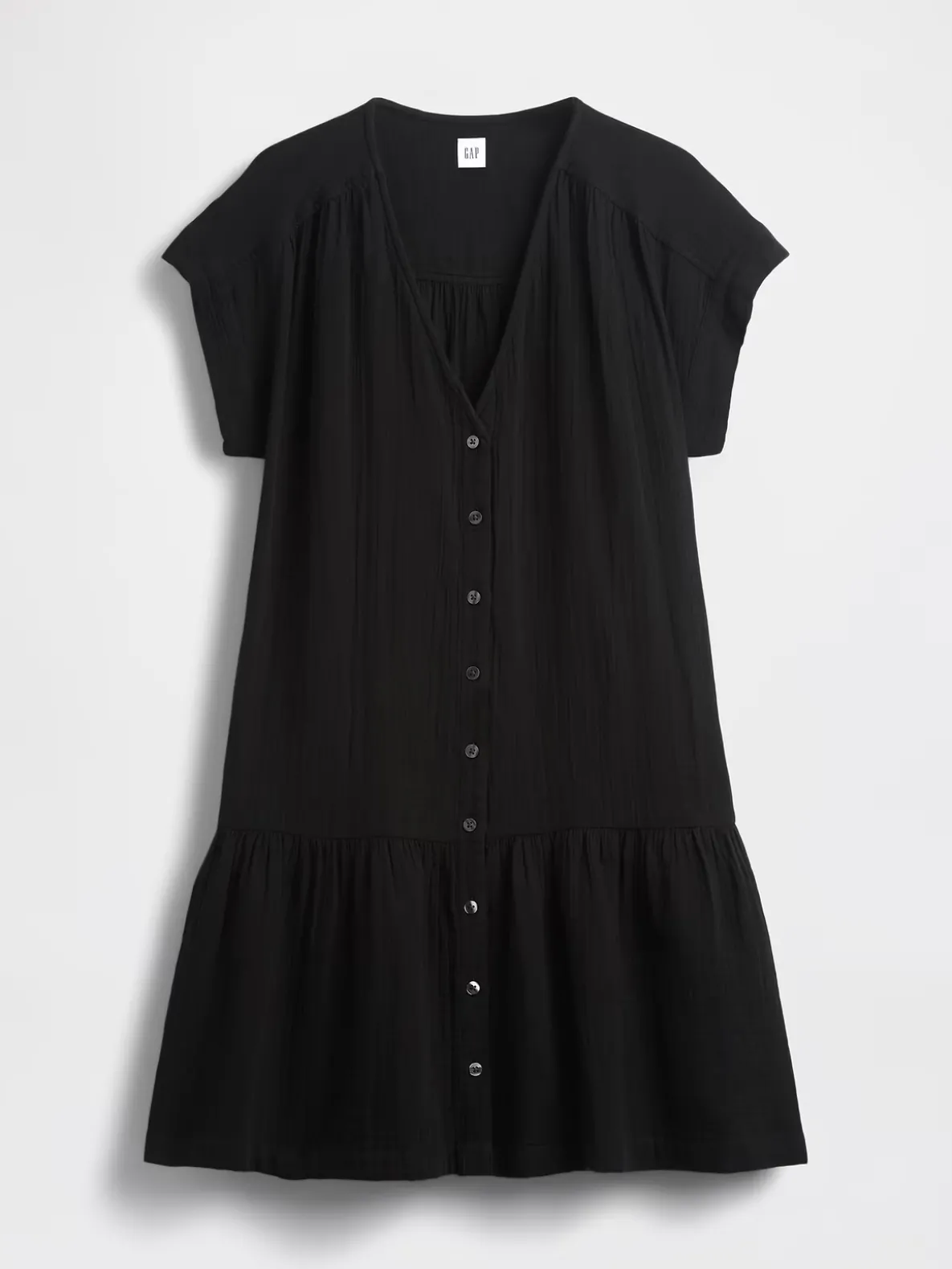 Cotton Gauze V-Neck Tunic Dress